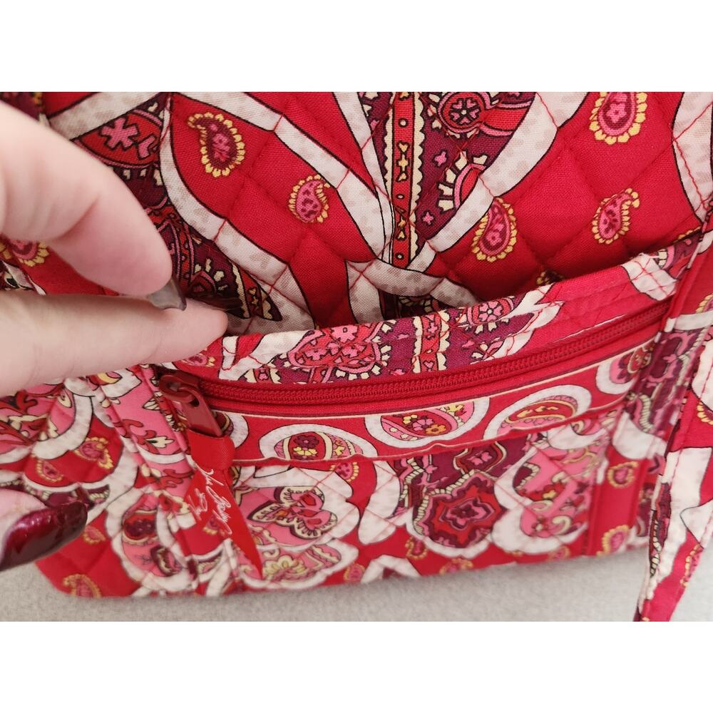 Vera Bradley Red Pink White Floral Print Double Strap Shoulder Bag Lightweight - Picture 6 of 6